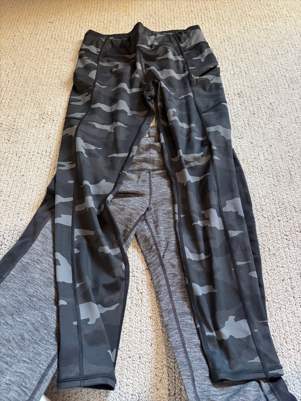 Athleta Black & Heather Gray Active Leggings Duo large talls size - Picture 3 of 5